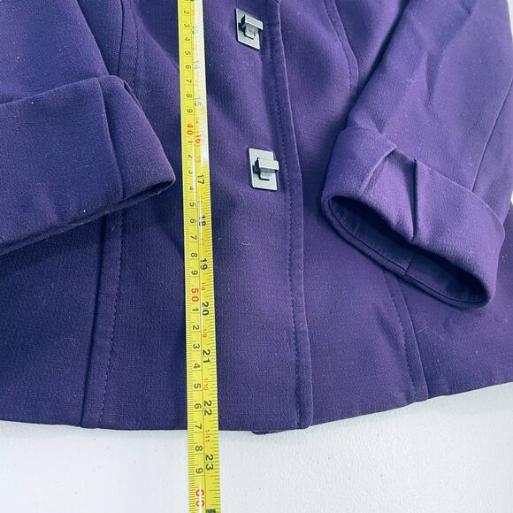 TAHARI ASL Purple Shawl Collar Locket Fasteners Classic Cropped Blazer Jacket 8 - Picture 11 of 13